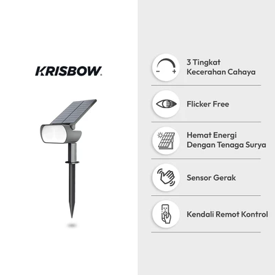 Gambar Krisbow Lampu Taman Solar Owl 1.6 Watt Warm White - Hitam