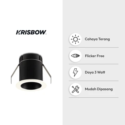 Gambar Krisbow Lampu Downlight Mini LED Fixed 3 Watt Warm White - Putih