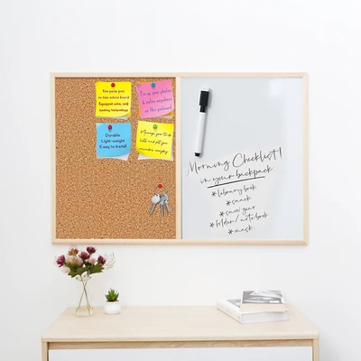 Gambar Odi Papan Cork Board & Whiteboard Dengan Push Pin 90x60 cm - Cokelat