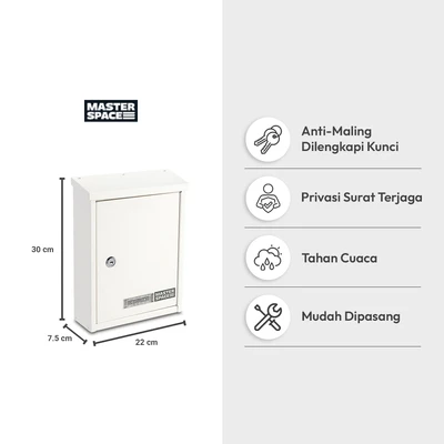 Gambar Masterspace 22x7.5x30 cm Kotak Surat Dinding - Putih