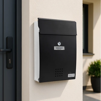 Gambar Masterspace 25.7x8.6x38 cm Kotak Surat Dinding - Hitam