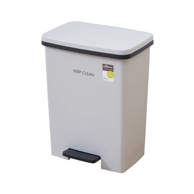Gambar Dkw Tempat Sampah Pedal Plastik Print 20 Liter - Abu-Abu