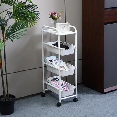 Gambar Stora Rak Troli 4 Laci Slim Frame Metal - Putih