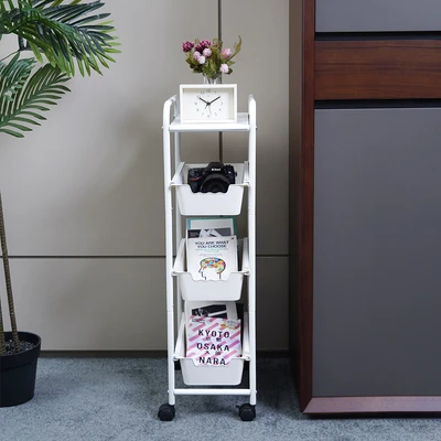 Gambar Stora Rak Troli 4 Laci Slim Frame Metal - Putih