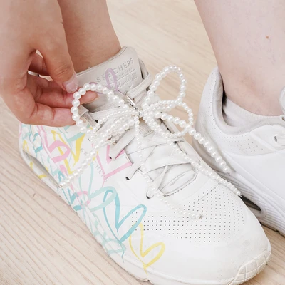 Gambar Ataru Aksesoris Sepatu Pearl Ribbon Set 2 pcs - Putih