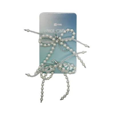 Gambar Ataru Aksesoris Sepatu Charms Pearl Ribbon Set 2 pcs - Putih