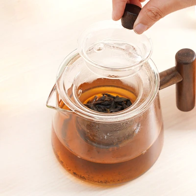 Gambar Culinart Woka Teko Teh Kaca Borosilikat Dengan Saringan 700 ml Transparan