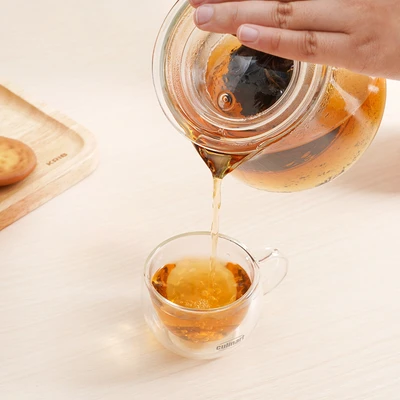 Gambar Culinart Woka Teko Teh Kaca Borosilikat Dengan Saringan 700 ml Transparan