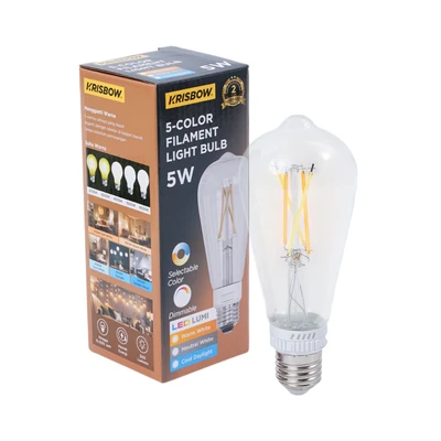 Gambar Krisbow Bohlam LED Filamen 5CCT 5 Watt 800 Lumen E27 - Mix