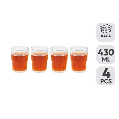Gambar Culinart Gelas Kaca Stackable 430 ml Set 4 Pcs Transparan