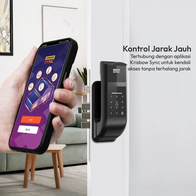 Gambar Krisbow Sync Smart Alpha Digital Door Lock Deadbolt - Hitam