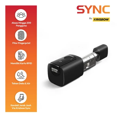 Gambar Krisbow Sync Omega Smart Kunci Pintu Silinder - Hitam