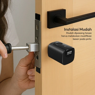 Gambar Krisbow Sync Omega Smart Kunci Pintu Silinder - Hitam