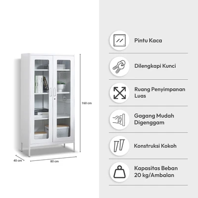Gambar Informa Lenelle Lemari Arsip Kantor 2 Pintu Kaca - Putih