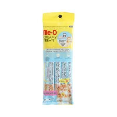 Gambar Me-O Camilan Kucing Kitten Creamy Liver Milk 15 grx4 pcs
