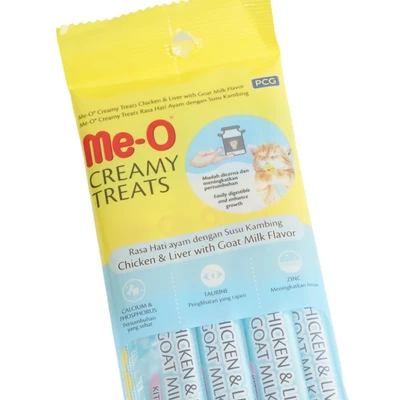 Gambar Me-O Camilan Kucing Kitten Creamy Liver Milk 15 grx4 pcs