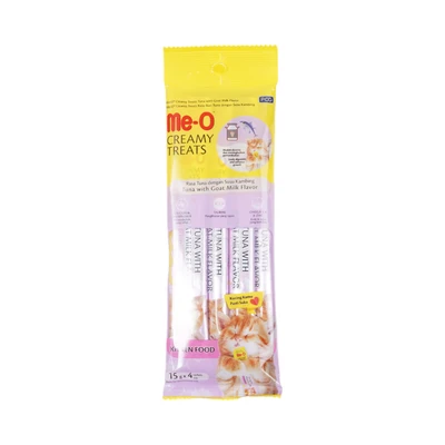 Gambar Me-O Camilan Kucing Kitten Creamy Tuna Goat Milk 15 grx4 pcs