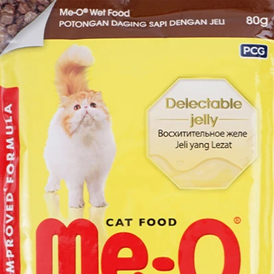 Gambar Me-O Makanan Kucing Basah Adult Beef Chunk Jelly 80 gr