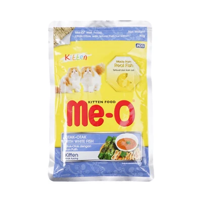 Gambar Me-O Makanan Kucing Basah Kitten Otak-Otak Whitefish 80 gr