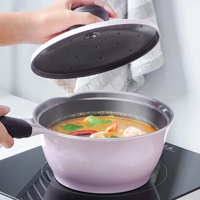 Gambar Cheftopf Larose Panci Saucepan Aluminium Ceramic Coating 18 cm - Pink