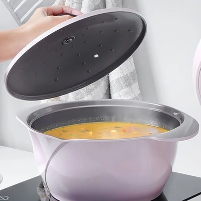 Gambar Cheftopf Larose Panci Casserole Aluminium Ceramic Coating 24 cm - Pink