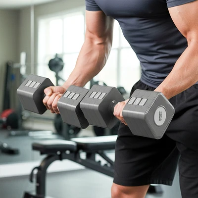 Gambar Kinetic 10 kg Set 2 Pcs Adjustable Dumbbell - Abu-Abu