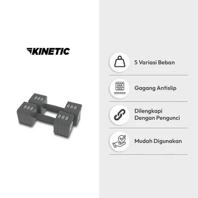 Gambar Kinetic 10 kg Set 2 Pcs Adjustable Dumbbell - Abu-Abu
