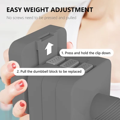 Gambar Kinetic 10 kg Set 2 Pcs Adjustable Dumbbell - Abu-Abu