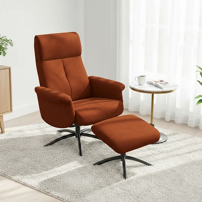 Gambar Informa Clove Kursi Recliner Fabric 1 Seater Dengan Ottoman - Oranye