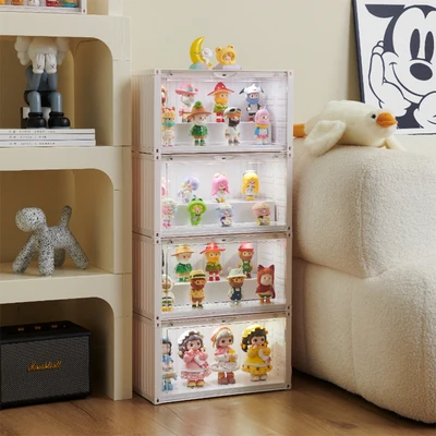 Gambar Stora Kotak Pajang Action Figure Dengan Lampu 35x17x19 cm - Putih