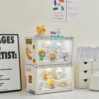 Gambar Stora Kotak Pajang Action Figure Dengan Lampu 35x17x19 cm - Putih