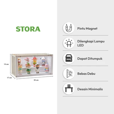 Gambar Stora Kotak Pajang Action Figure Dengan Lampu 35x17x19 cm - Putih