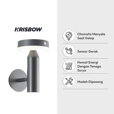 Gambar Krisbow Orion Lampu Dinding Outdoor 400 Lumens 3000K - Abu-Abu