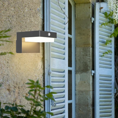 Gambar Krisbow Nebula Lampu Dinding Outdoor 400 Lumens 3000K - Abu-Abu