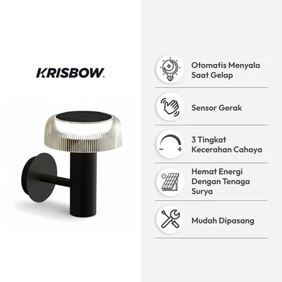 Gambar Krisbow Leora Lampu Dinding Outdoor 160 Lumens 3000K - Hitam