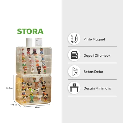 Gambar Stora Kotak Pajang Action Figure 3 Tingkat 37x19.5x32.5 cm - Putih Ivory