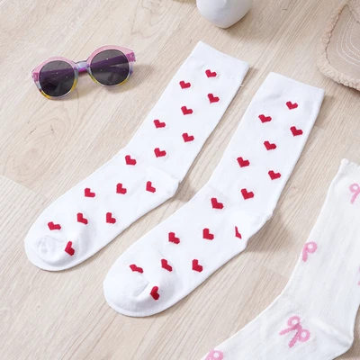 Gambar Ataru Set 2 Pasang Kaus Kaki Wanita Crew Pattern - Putih