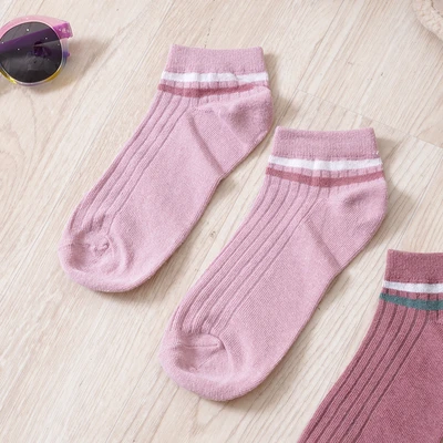 Gambar Ataru Set 2 Pasang Kaus Kaki Wanita Ankle Stripes - Pink
