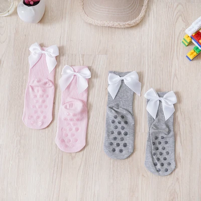 Gambar Ataru Set 2 Pasang Kaos Kaki Bayi Ribbon - Pink/Abu-Abu