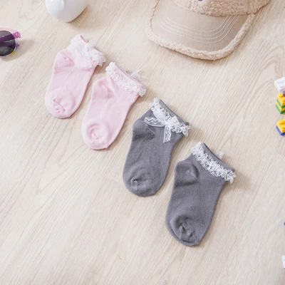 Gambar Ataru Set 2 Pasang Kaos Kaki Anak Ruffle - Abu-Abu/Pink