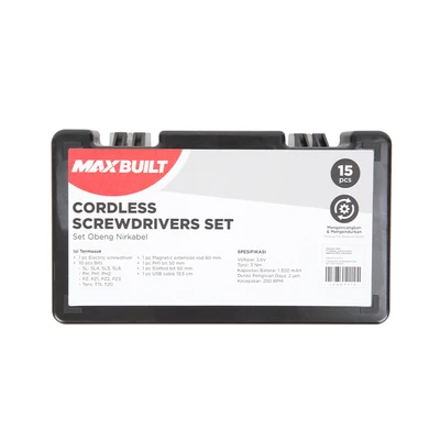 Gambar Maxbuilt Obeng Cordless 3.6V Set 15 pcs