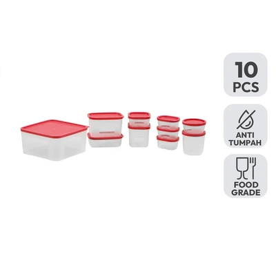 Gambar Picas Tata Wadah Makanan Set 10 pcs - Merah
