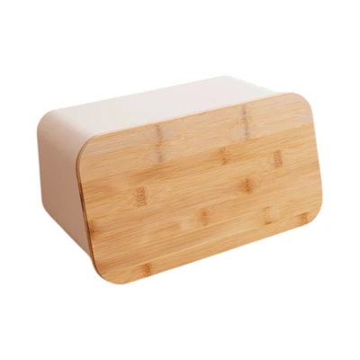 Gambar Culinart Afro Tempat Roti Dengan Tutup Bambu 35x19x20 cm - Krem