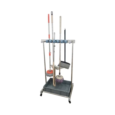 Gambar Maxbuilt Organizer Sapu & Alat Pel - Abu-Abu