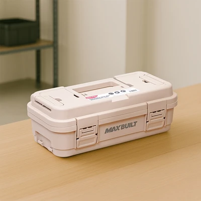 Gambar Maxbuilt 36.5x18x12.7 cm Kotak Perkakas Dengan Organizer - Krem Beige