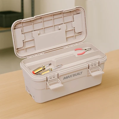 Gambar Maxbuilt 36.5x18x18 cm Kotak Perkakas Dengan Organizer - Krem Beige