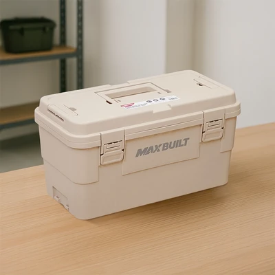 Gambar Maxbuilt 44.5x23.7x23.6 cm Kotak Perkakas Dengan Organizer - Krem Beige