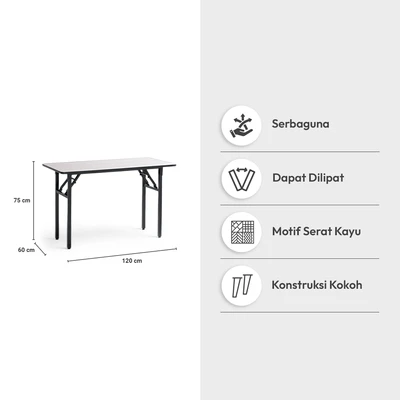 Gambar Informa Neo Yard Meja Serbaguna Foldable Rectangle 120x60x75 cm - Abu-Abu