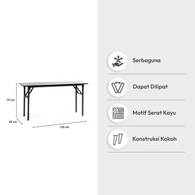 Gambar Informa Neo Yard Meja Serbaguna Foldable Rectangle 150x45x75 cm - Abu-Abu