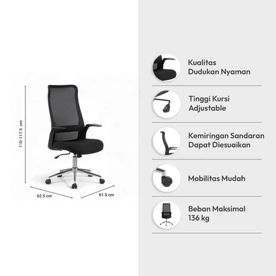 Gambar Informa Lumos Kursi Kantor Sandaran Tinggi - Hitam